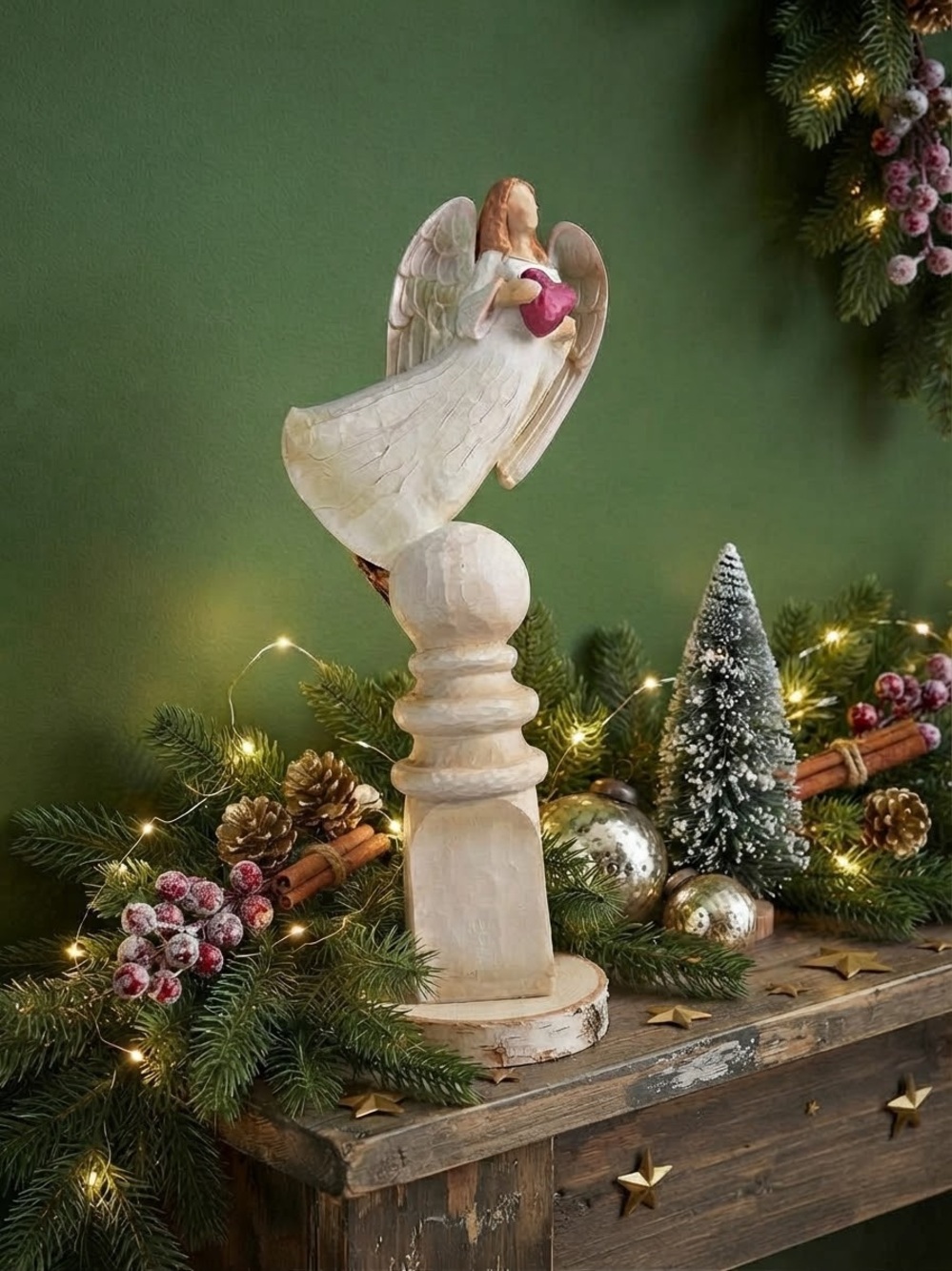 Vintage Young Inc. faux-carved resin angel figurine
